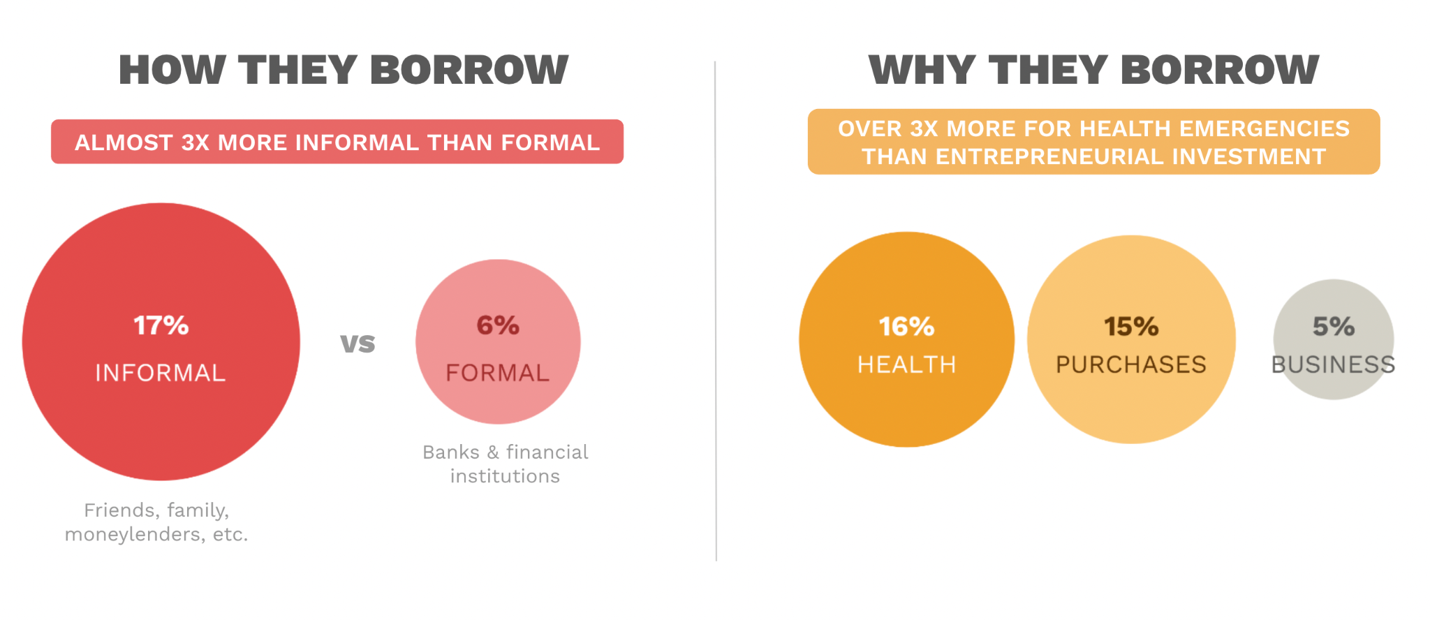 Figure 3: Mexicans are nearly three times more likely to borrow informally than formally, and health expenses are the leading reason